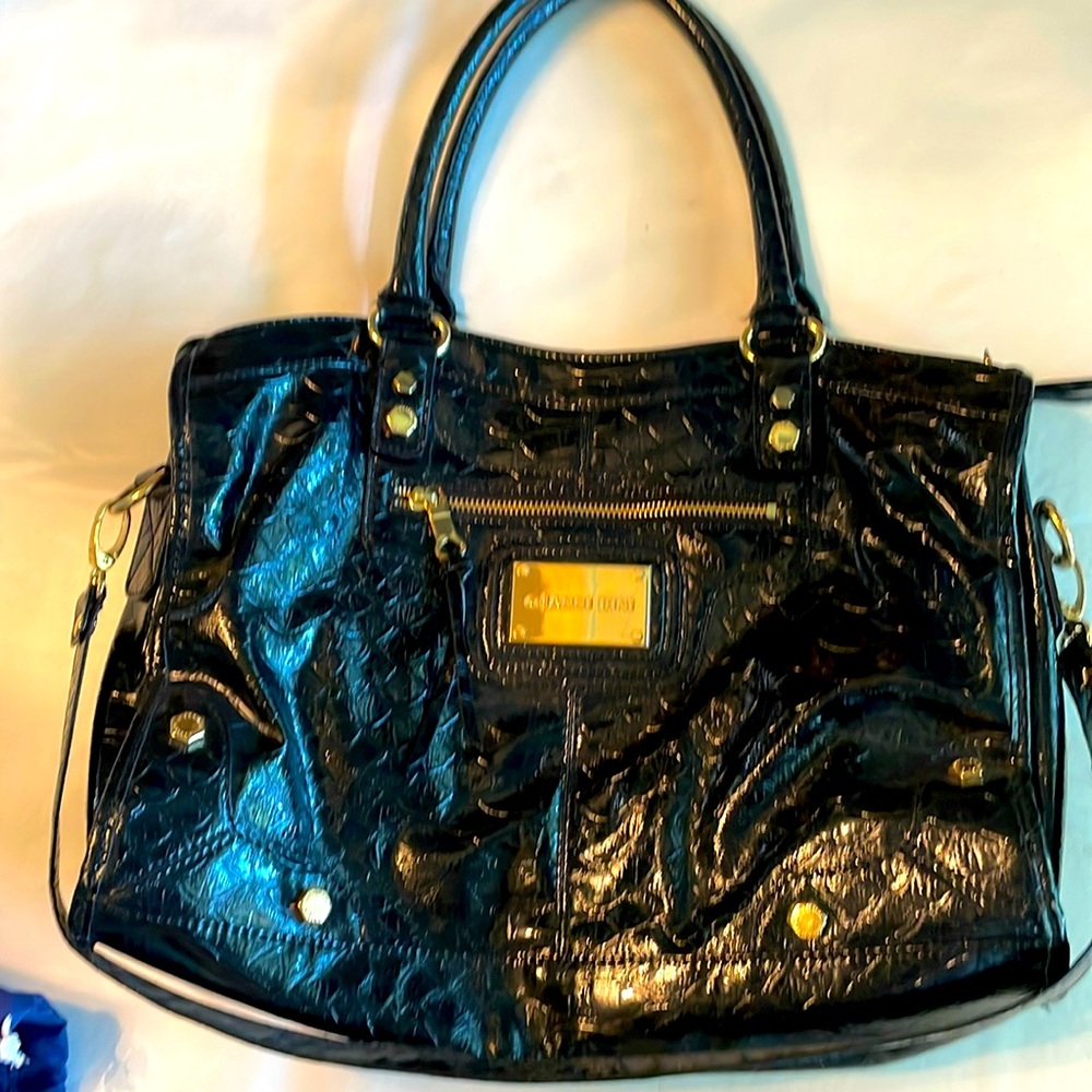 Gianni Bini Black faux animal print handbag